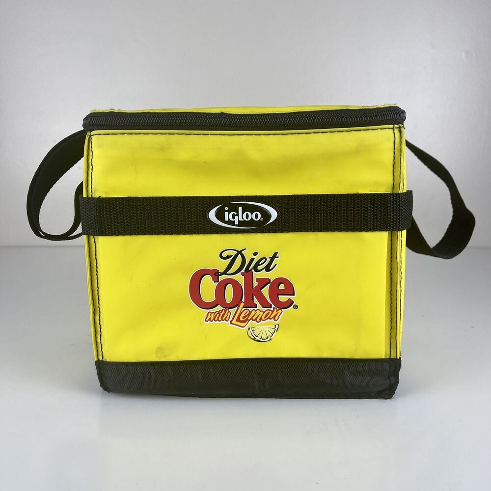 Vintage Diet Coke With Lemon Igloo Collapsable Yellow Lunch Box Cooler VTG